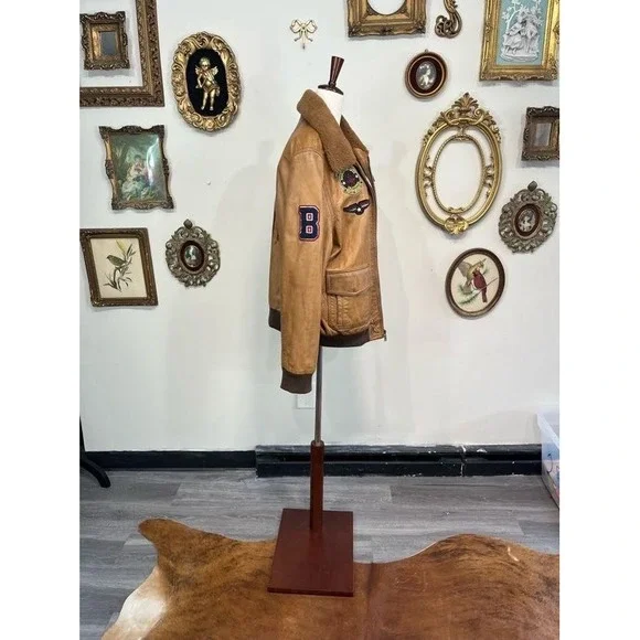 Wilson's Vintage USA Leather Flight Jacket Apollo 11 Patches XXL - Picture 2 of 6